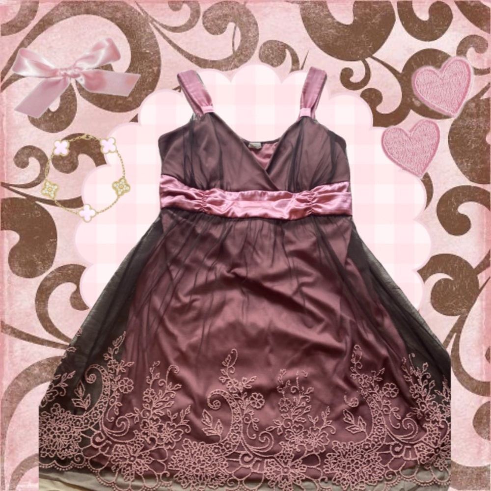 Taboo Elegant Dress in Pink and Brown